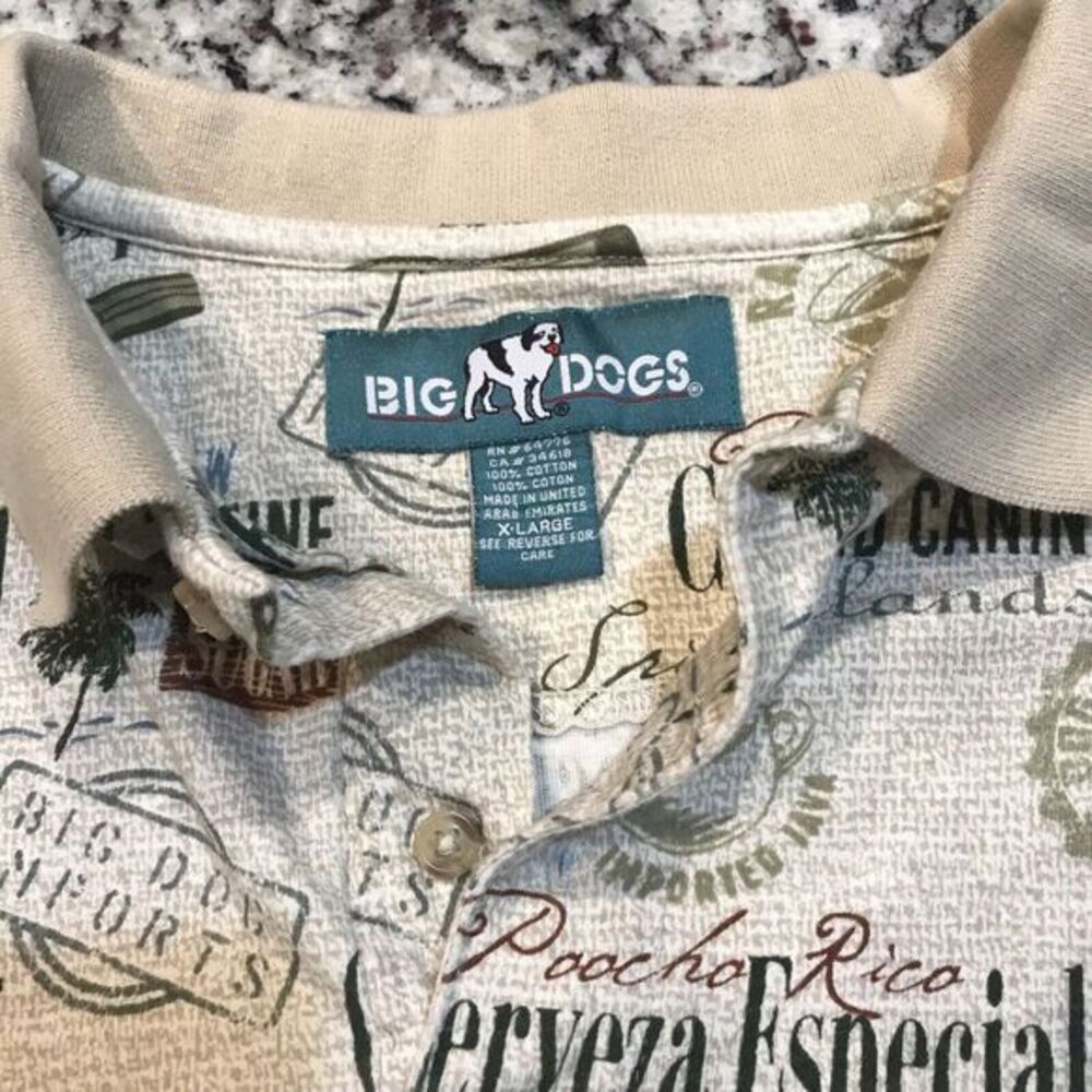 Big Dog Classic  Tan Polo Shirt Size‎ XL Poocha Rico , Pasta Dog, Grand Canine - Picture 2 of 10